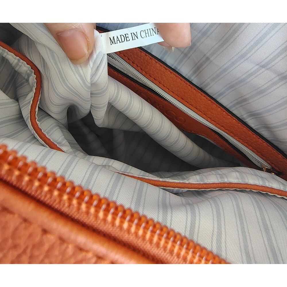 Jen Co Backpack Medium Orange Vegan Faux Leather Convertible Boho Strap Purse 1x - Picture 15 of 16